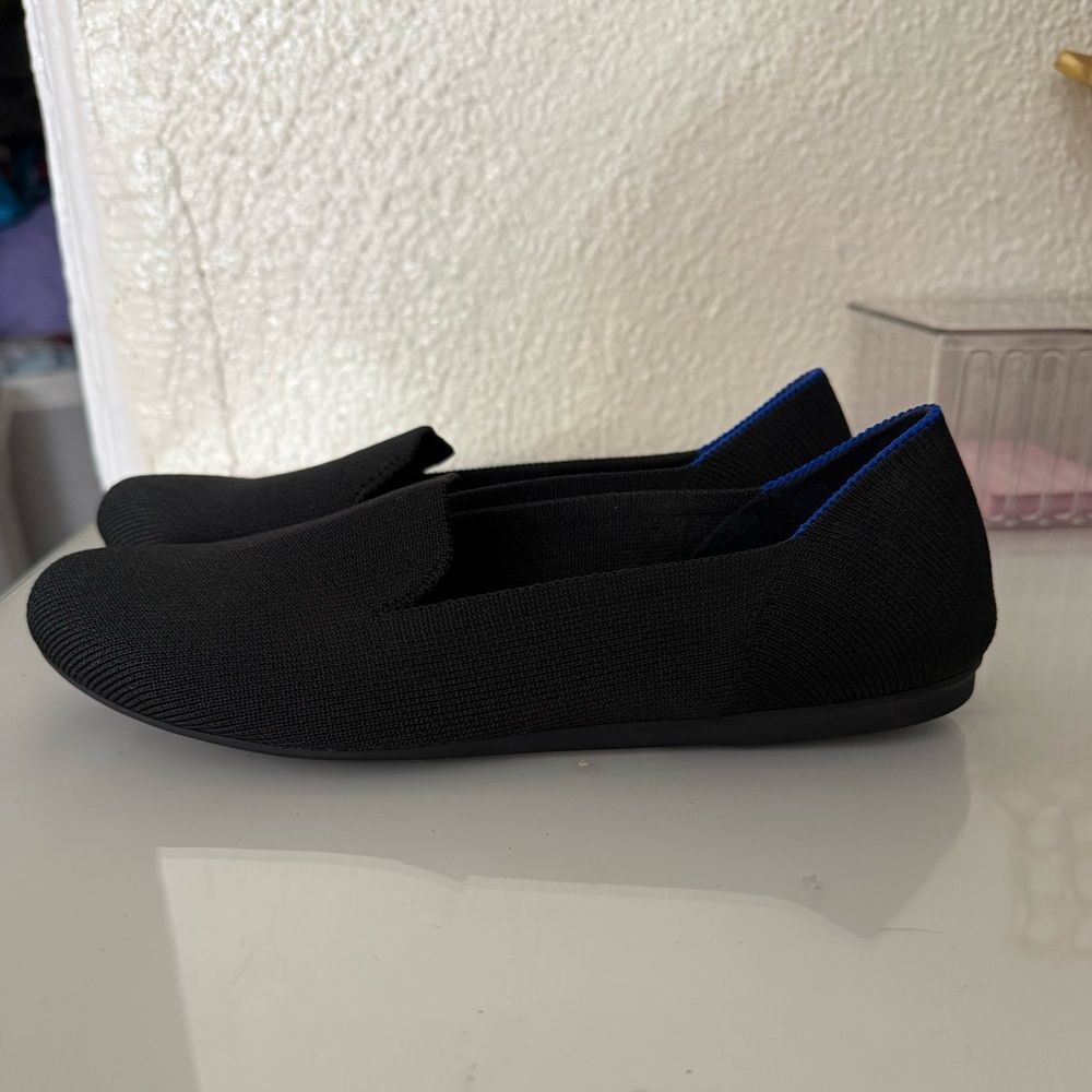Rothy's Black Flats with Blue Trim - Picture 6 of 12